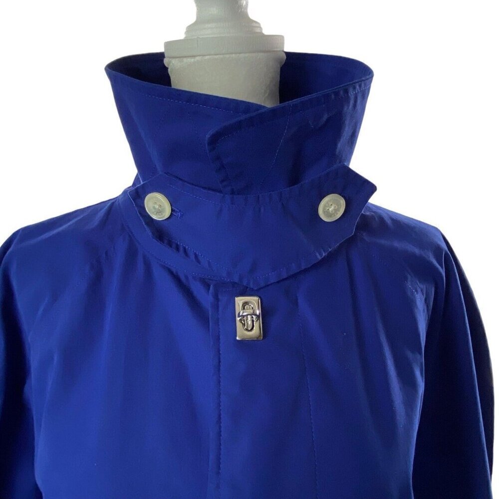 LAUREN RALPH LAUREN Women Midi Trench Coat Size M Blue Length High Neck Rainwear - Picture 6 of 16